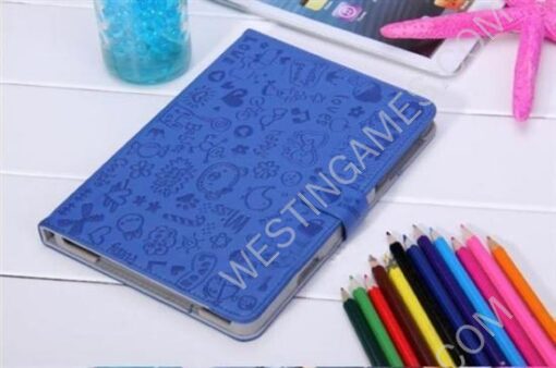 Leather Folio Stand Cover Case Embossed w/ Cute Lovely Girl for iPad mini (w/ Plastic Stand) -Colors - Image 3