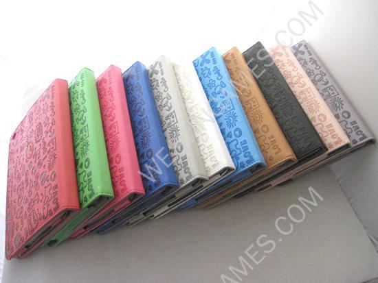 Leather Folio Stand Cover Case Embossed with Cute Lovely Girl for iPad mini - 12 Colors - Image 2