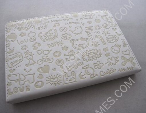 Leather Folio Stand Cover Case Embossed with Cute Lovely Girl for iPad mini - 12 Colors - Image 3