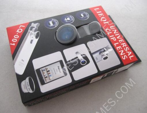 3 in 1 Universal Lens Clip w/ Fisheye, Macro and Wide Angle for iPhone/Samsung/ HTC/iPad - Black