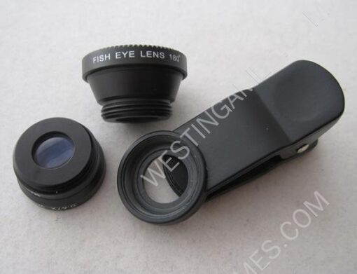 3 in 1 Universal Lens Clip w/ Fisheye, Macro and Wide Angle for iPhone/Samsung/ HTC/iPad - Black - Image 4