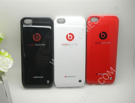 3650mAh Monster External Backup Battery Power Pack Case for iPhone 5 - Black/White/Red