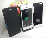 2200mAh External Backup Battery Power Pack w/ Leather Case for iPhone 5 / 5S - Black/White 02