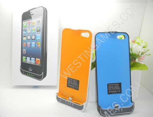 2200mAh External Backup battery Power Pack Case for iphone 5 - Black/White (B)