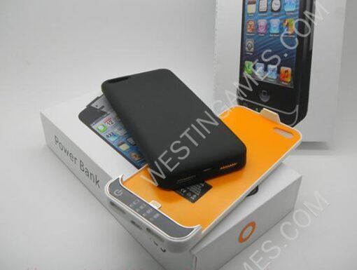 2200mAh External Backup battery Power Pack Case for iphone 5 - Black/White (B) - Image 2