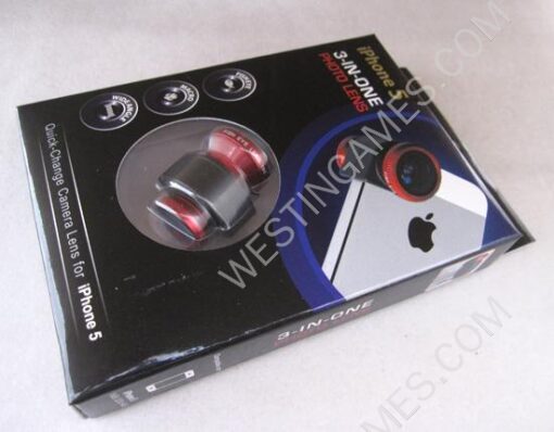 3 in 1 Camera Lens including Fisheye, Macro and Wide Angle for iPhone 5 - Red