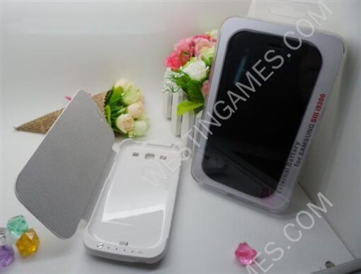 2200mAh External Backup Battery Power Pack w/ Leather Case for Galaxy S3 i9300 - Black/White - Image 5