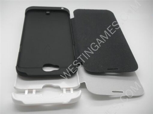 3200mAh External Backup Battery Power Pack w/ Leather Case for Galaxy Note 2 N7100 - Black/White - Image 3