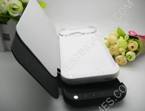 3200mAh External Backup Battery Power Pack w/ Leather Case for Galaxy Note 2 N7100 - Black/White - Image 5