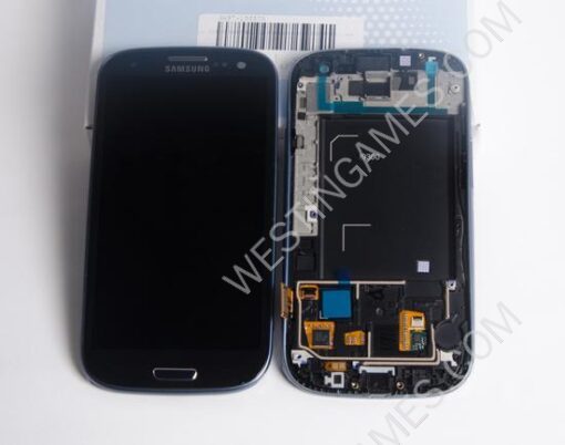 Full Original Samsung Galaxy i9300 LCD Screen +Touch Digitizer w/ Frame/Button Assembly -Pebble Blue
