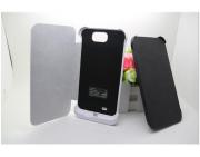 4000mAh External Backup Battery Power Pack w/ Leather Case for Galaxy Note 2 n7100 - Black/White