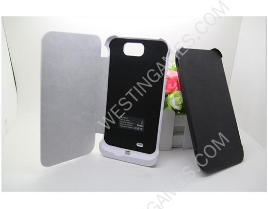 4000mAh External Backup Battery Power Pack w/ Leather Case for Galaxy Note 2 n7100 - Black/White