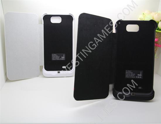 4000mAh External Backup Battery Power Pack w/ Leather Case for Galaxy Note 2 n7100 - Black/White - Image 2