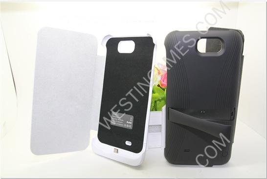 4000mAh External Backup Battery Power Pack w/ Leather Case for Galaxy Note 2 n7100 - Black/White - Image 3