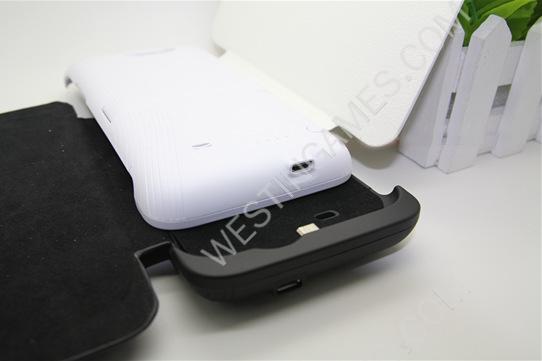 4000mAh External Backup Battery Power Pack w/ Leather Case for Galaxy Note 2 n7100 - Black/White - Image 4