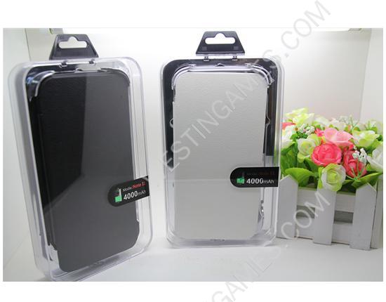 4000mAh External Backup Battery Power Pack w/ Leather Case for Galaxy Note 2 n7100 - Black/White - Image 6