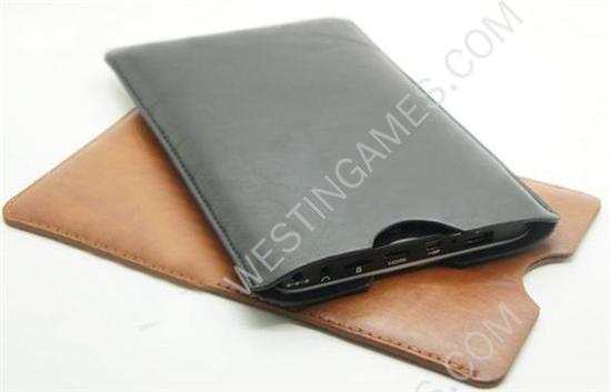 7 inch Universal Cow Leather Pouch Bag for Tablet PC - Black/Brown