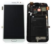 Full Original Samsung Galaxy Note2 N7100 LCD Screen +Touch Digitizer w/ Frame/Button Assembly -White