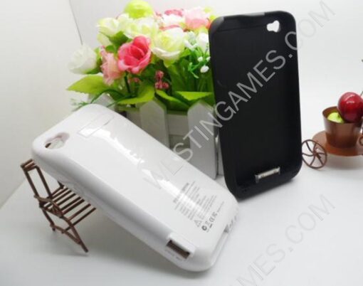 3000mAh External Backup Battery Power Pack Case w/ USB Port for iPhone 4 4S - Black/White - Image 3