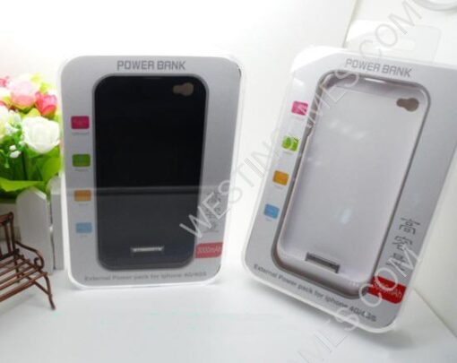 3000mAh External Backup Battery Power Pack Case w/ USB Port for iPhone 4 4S - Black/White - Image 5