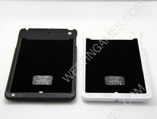 6800mAh External Backup Battery Power Pack Case for Apple iPad Mini - Black/White - Image 2