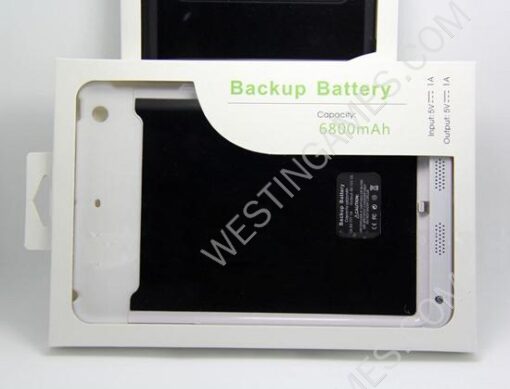 6800mAh External Backup Battery Power Pack Case for Apple iPad Mini - Black/White - Image 5