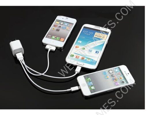 4 in 1 USB Cable Charger Cord for iPhone 5 4S iPad Samsung BlackBerry HTC- White (20cm) - Image 4