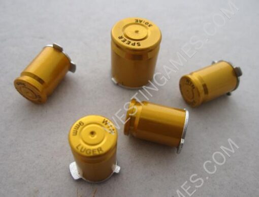 Xbox 360 Controller 9mm ABXY + Guide Bullet Shell Button Mod Kit - Gold