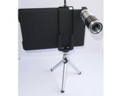 12X Zoom Metal Telescope Camera Lens Kit Magnifier + Tripod Stand + Case for iPad Mini