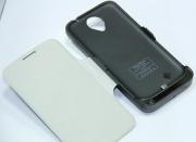 4500mAh External Backup Battery Power Pack Case w/ Leather for Galaxy S4 I9500 - Black/White 02
