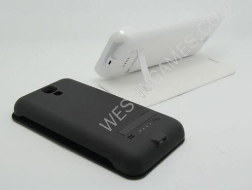 New 3200mAh External Backup Battery Power Pack Case w/ Leather for Galaxy S4 I9500 - Black/White - Image 4