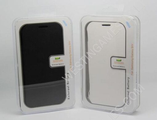 New 3200mAh External Backup Battery Power Pack Case w/ Leather for Galaxy S4 I9500 - Black/White - Image 6