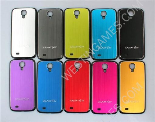 Metal Silk w/ Black Side Battery Back Door Cover Case for Samsung S4 I9500 - 10 Colors