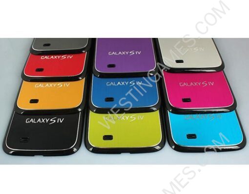 Metal Silk w/ Black Side Battery Back Door Cover Case for Samsung S4 I9500 - 10 Colors - Image 3