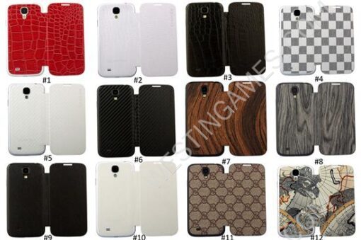 Leather Skin Housing Battery Cover and Front Case for Samsung Galaxy S IV S4 i9500 -12 Themes