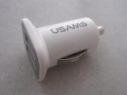 Universal USAMS Mini Dual USB Ports Car Charger Adapter for iPhone/ iPad/Samsung/ HTC/PSP/DSi -White