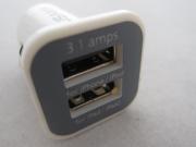 Universal USAMS Mini Dual USB Ports Car Charger Adapter for iPhone/ iPad/Samsung/ HTC/PSP/DSi -White 03