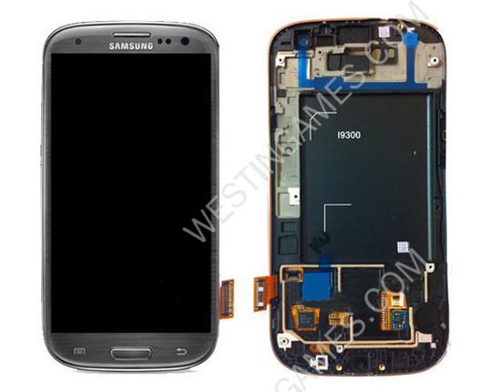 Full Original Samsung Galaxy S3 i9300 LCD Screen +Touch Digitizer with Frame/Button Assembly - Grey