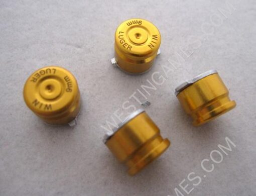 9mm ABXY Bullet Shell Button Mod Kit for PS4 PS3 PS2 Controller Joystick - Gold