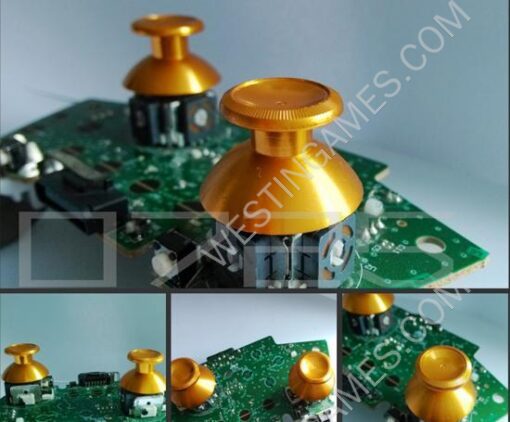 Replacement Aluminum Alloy Joystick 3D Thumbstick Caps for Xbox360 Controller - Golden (2 PCS) - Image 2