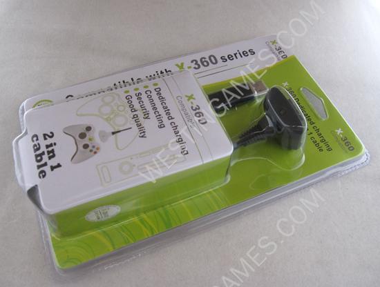 2in1 Dedicated Charging and Connecting Cable for XBOX360 Wireless Controller - Black