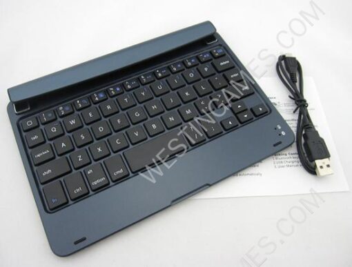 New Ultrabook Style Wireless Bluetooth Keyboard Stand For iPad Mini - Dark Blue - Image 2