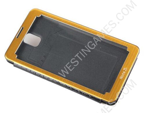 New Metal Silk Housing Cover Battery Leather Case with Display Window for Galaxy Note III -10 Colors - Image 3