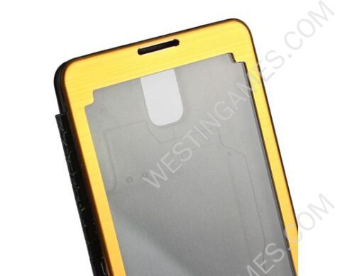 New Metal Silk Housing Cover Battery Leather Case with Display Window for Galaxy Note III -10 Colors - Image 4