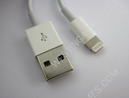 1M Lightning to USB Charging & Data Cable Cord 8 Pin for iPhone 5/5C/5S - White (Silver Port) - Image 3