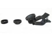 LX-U002 3in1 Universal Lens Clip w/ Fisheye,Macro and Wide Angle for iPhone/Samsung/ iPad - Black