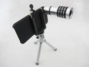 10/12X Zoom Metal Telescope Camera Lens Kit Magnifier + Tripod Stand + Case for iPhone 5 5G