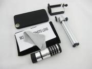 10/12X Zoom Metal Telescope Camera Lens Kit Magnifier + Tripod Stand + Case for iPhone 5 5G 03