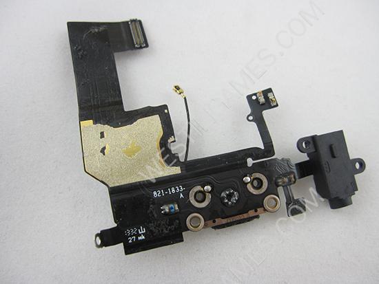 Dock Charging Connector Port with Headphone Jack Flex Cable for iPhone 5C - Black (Pulled)