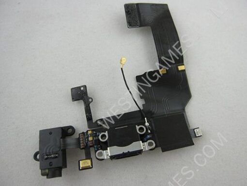 Dock Charging Connector Port with Headphone Jack Flex Cable for iPhone 5C - Black (Pulled) - Image 2